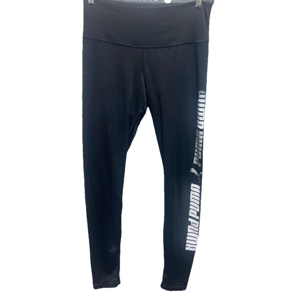 Puma Modern Sports Fold Up Leggings Womens Tights Size Large Black/White - Picture 1 of 6